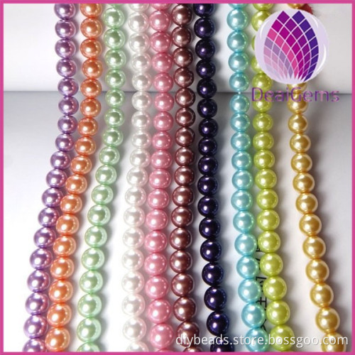 High quality 12mm imitation round glass pearl string
